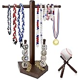 Guibola Wooden Baseball Ring & Necklace Holder – Championship Rings Display Stand for Softball & Baseball, Sports Ring Organizer Holder Gift for Players & Fans