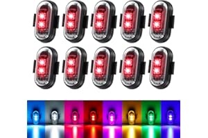 FORTULUX 10PCS Wireless LED Strobe Lights with Remote Control,8 Colors IP65 Waterproof Anti-Collision USB Charing Led strobe Light，3 brightness levels Wireless LED Lights for Car Drone Truck Motorcycle Bike