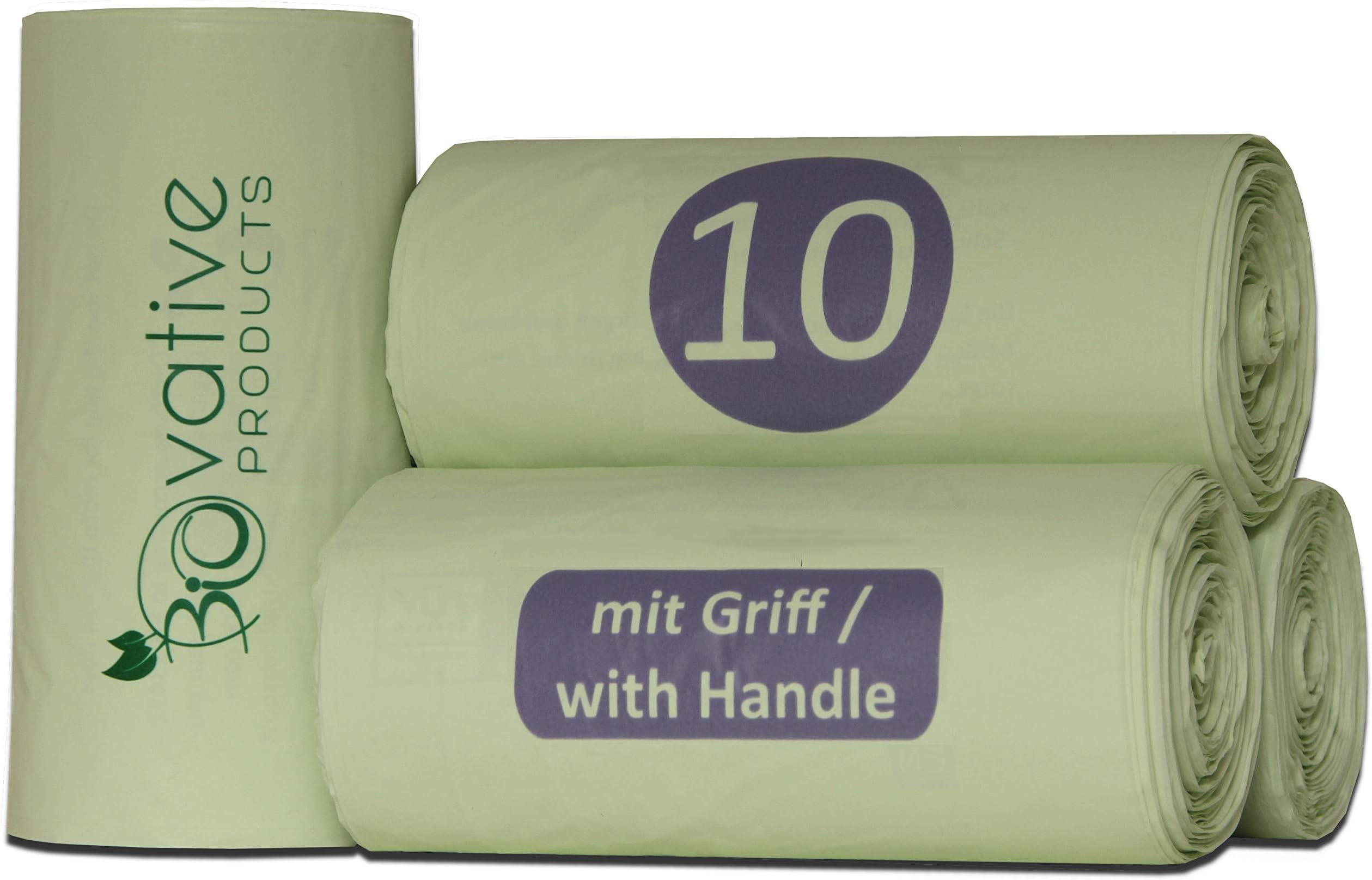 10L organic waste bags with handle - 100% compostable & biodegradable - tear-resistant organic bags for clean disposal with handle - also available as 6L, 20L, 30L