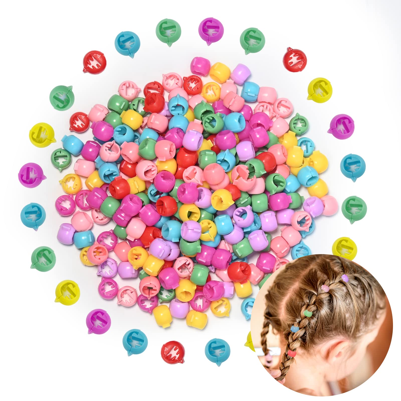 240 Pcs Mini Beads Hair Claw Colorful Mini Hair Claw Bead Clips, Colorful Bead Hair Pin Clamp Non-Slip Tiny Plastic Mini Hair Claw Clips for Baby Girls Women - Random Color