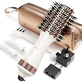 Travel Blow Dryer Brush in one, Dual Voltage 110V-240V Mini Hot Air Brush, Hair Trends Nano Titanium 2 Inch One Step Hair Dryer and Styler Volumizer Oval Shape
