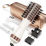Travel Blow Dryer Brush in one, Dual Voltage 110V-240V Mini Hot Air Brush, Hair Trends Nano Titanium 2 Inch One Step Hair Dryer and Styler Volumizer Oval Shape