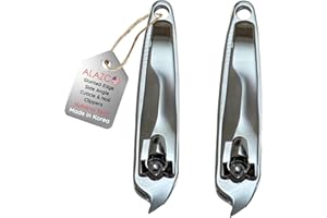 ALAZCO 2 Slanted Edge Nail Clippers & Cuticle Trimmer Side Angle Clipper Pedicure Manicure Tool Cutter Hangnail Cutting Slanted Tip Nail Clipper Cuticle Remover Tool – Made in Korea