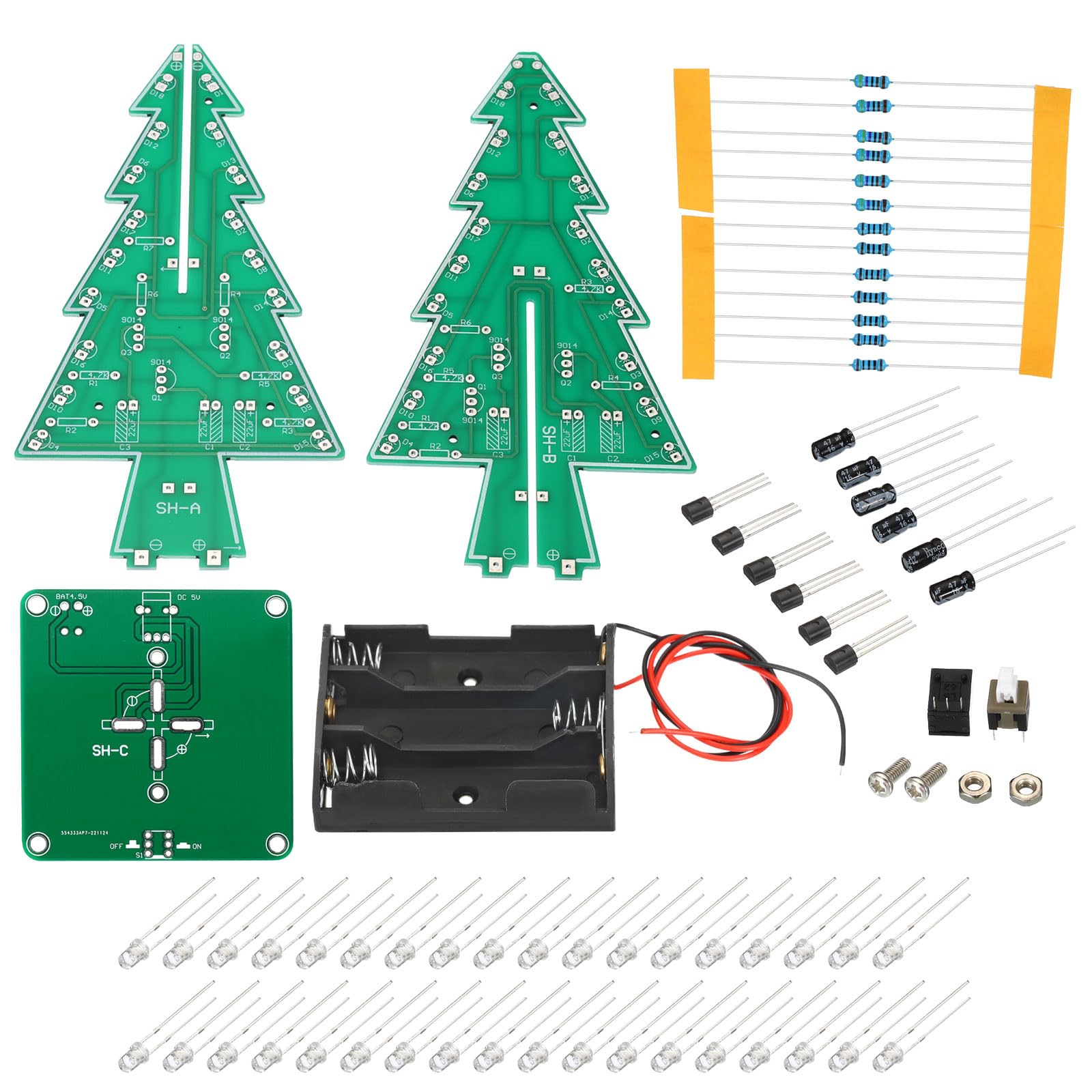 PATIKIL Soldering Practice Board, 1 Set Electronics Kit Prototype PCB Board DIY Welding Circuit LED Christmas Tree 7 Color SMT/SMD for Experiment Teaching, 5V