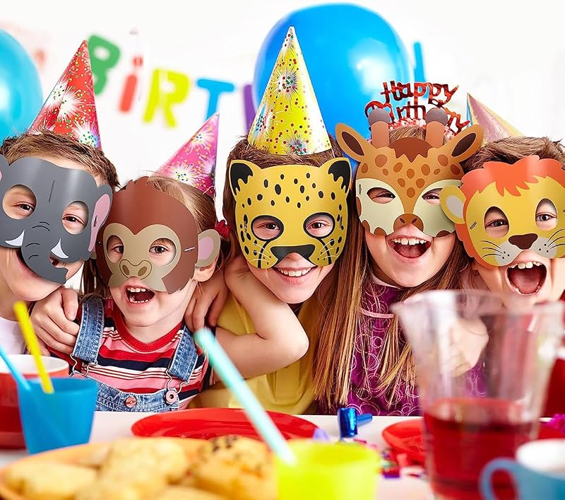 BRTNUP 16PCS Kids Animal Masks Costume Party Halloween Jungle Birthday Christmas