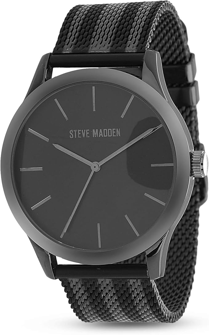 Steve Madden Mesh Stripe Band with Dial Watch SMW359 Black One Size Amazon.co.uk Watches
