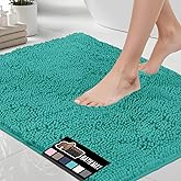 GORILLA GRIP Bath Rug Mat, Thick Soft Absorbent Chenille, Quick Dry Microfiber Mats, Rubber Backing Washable Shower Floor Rugs, US Designed Bathroom Bathmat Home Decor Accessories, 24x17, Turquoise