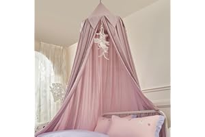 THREENTDAY Bed Canopy for Kids, Girls Bed Curtain Bed Room Decor Hanging House Castle Reading Nook Dreamy Canopy(Brown Pink)