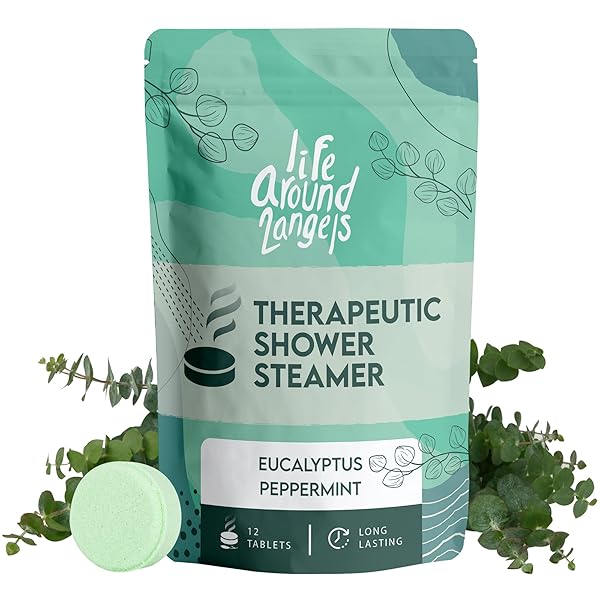 LIFEAROUND2ANGELS THERAPEUTIC SHOWER STEAMER EUCALYPTUS PEPPERMINT 12 PACK MADE IN USA STRESS SHOWER VAPOR SHOWER BOMB TABLETS SELF CARE RELAXATION GIFTS FOR WOMEN SPA CHRISTMAS GIFTS STOCKING STUFFER