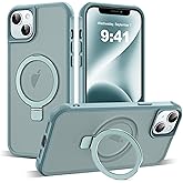 SKYLMW Compatible with iPhone 14 Plus Case with Invisible Magnetic O-Ring Stand Military-Grade Translucent Case for iPhone 14 Plus 6.7" [Compatible with Mag-Safe][Great Grip Feeling], Blue