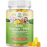Kids DHA Omega 3 Gummies for Kids - Delicious Fish Free DHA Omega 3 Gummies with Vegetarian 6 9 for Vision Brain & Immunity - Non GMO Supplement Fish & Gluten Free - 90 Count