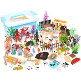 Portable Sand Tray Therapy Kit-110 Exploration Upgraded Sandtray Miniatures | Sandbox includes sand tray therapy miniatures and sensory items