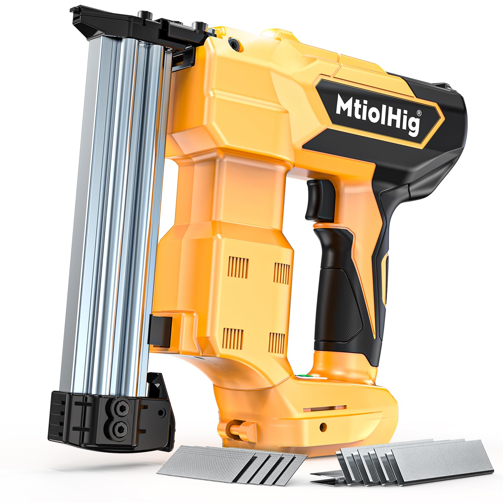Photo 1 of MtiolHig Cordless Brad Nailer 2-in-1 Compatible with Dewalt Battery, 5/8 to 1-1/4 Inch Electric Nail Gun/Staple Gun, 18 Gauge Nail Gun Brushless Motor with 1000 Nails for Wood Carpentry