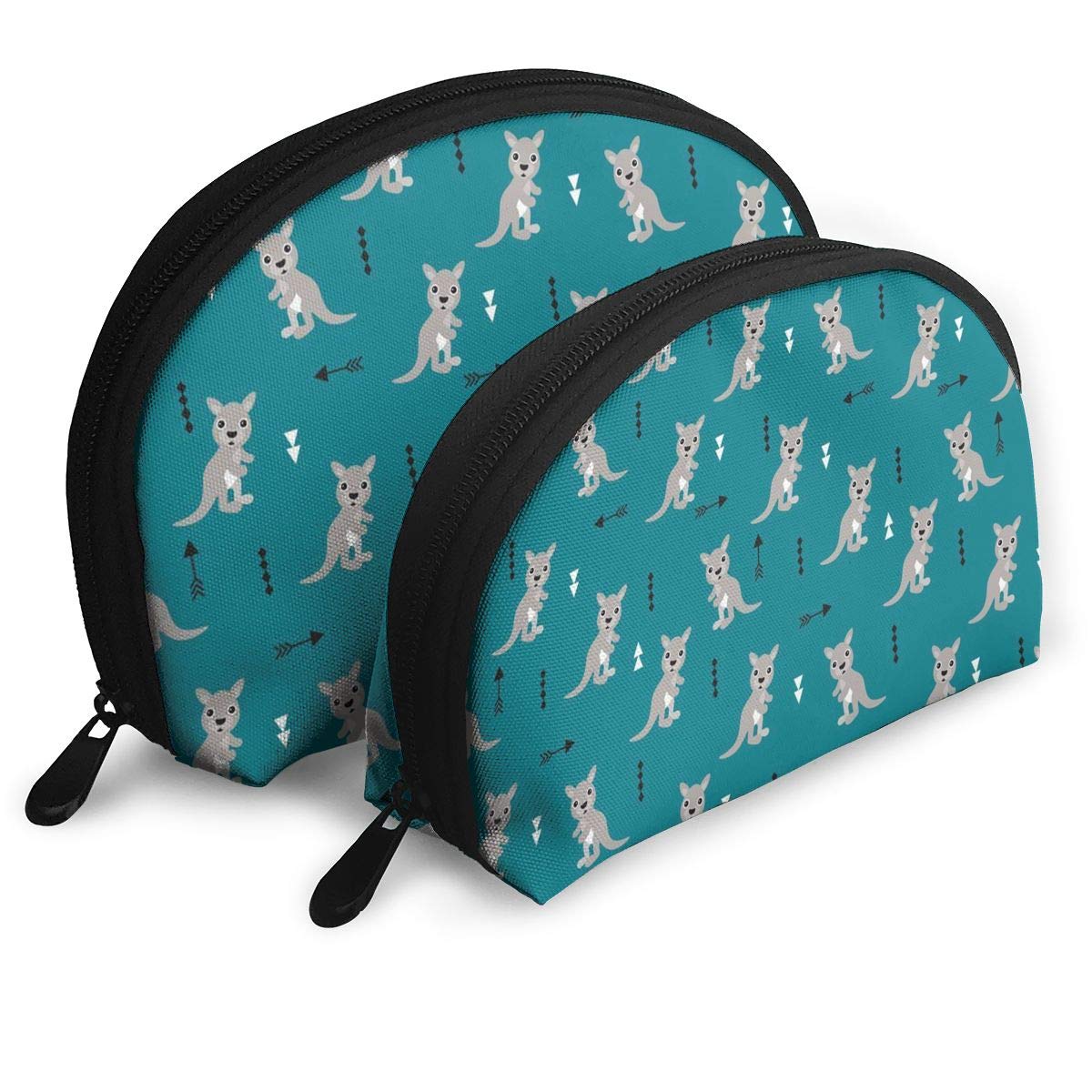 Beusd82osid Blue Adorable Geometric Kangaroo Cosmetic Bag & Case Portable Carry On Travel Toiletry Bag Makeup Quart Luggage Pouch Handbag Organizer for Men and Women