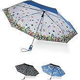 Totes Auto Open/Close Compact Umbrella with Printed Under Canopy