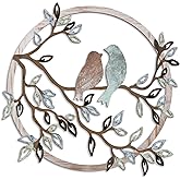 Ferraycle Metal Wall Art Bird on Tree Branch Silhouette Bird Art Decor for Living Room Garden Bedroom Office Home Wall Housew