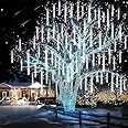 PEMOTech Christmas Lights Outdoor, Meteor Shower Lights(27.7ft), 8 Tubes 12 inch 288 LEDs UL Certified Snow Falling Icicle Cascading Lights for Xmas Tree Festival Party Christmas Decoration