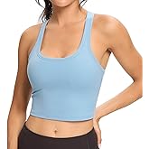 Lemedy Women Racerback Sports Bra Removable Padded Workout Yoga Crop Tank Top