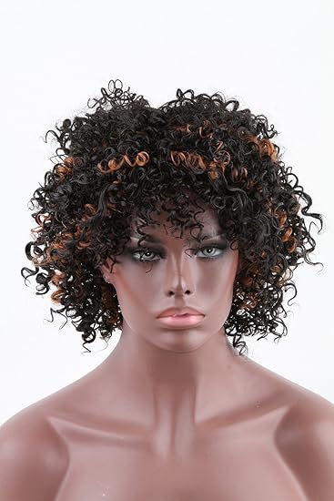 Atozwig Short Brown Ombre Wig Short Wigs For Black Women Kinky