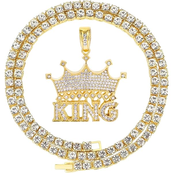 ミュージシャン CROWN NECKLACE GOLD JKJF Crown King Pendant Necklace Bling Hip Hop King Necklace