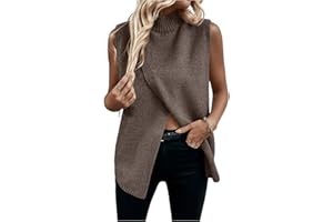 Verdusa Women's Fall Outfits Sweater Vest Mock Neck Sleeveless Knit Tops Pullovers Quiet Luxury Clothes