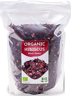 Bio Hibiskusblüten getrocknet | Organic Hibiskustee | Große Blätter für Teemischungen | Premium Qualität | 1Kg BIO| aus Ägypten