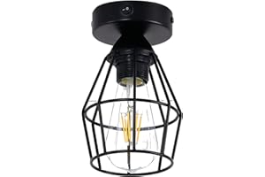 Maichis 12V RV Vintage Ceiling Light (Bulb Included), 12V RV Metallic Interior Light Fixture with On&Off Switch, 12V Semi-Flush Mount Ceiling Fixture with Metal Shade for Camper Trailer