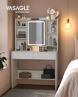 VASAGLE KAILYN Dressing Table with LED Lights White 2 Drawers Vanity Desk view 2