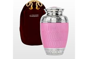 Trupoint Memorials Cremation Urns for Human Ashes, Decorative Burial Urn for Adult Men and Women, Large Light Pink with Silver Lining