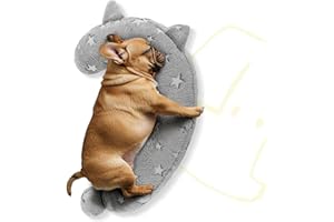 POMESEA Dog Calming Pillow, Glow in The Dark Dog Put Head on, Soft Question Mark Pillows for Dogs, Kids, Adults, Washable Dog Bed Pillow, Cozy Dog Body Pillow (M Gray)