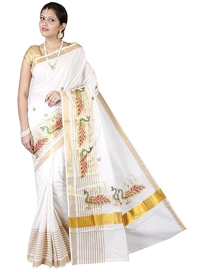 cotton kerala kasavu zari saree with running blouse