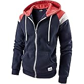 LAIWANG Men's Full Zip Fleece Hoodie zippered Color Block hooded slim Fit Long Sleeve Lightweight Sweatshirt