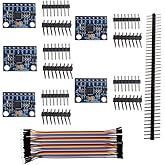 Wishiot 5pcs MPU-6050 Acceleration Sensor 6dof Three-Axis Accelerometer Gyro Sensor IMU with 1pc 40Pin Male Header and 1pc 40