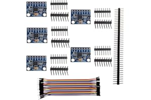 Wishiot 5pcs GY-521 MPU-6050 MPU6050 Acceleration Sensor 6dof Three-Axis Accelerometer Gyro Sensor IMU + 1pc 40Pin Male Header + 1pc 40Pin Male to Female Dupont Cable for Arduino RC Quadcopter Drone
