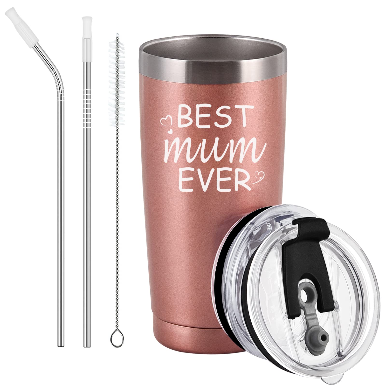 Livole Mothers Day Gifts for Women, Mom, Step Mom, Her, Birthday Gifts from Daughter, Son, Best Mum Ever Mug, Christmas Secret Santa Presents, 20oz 600ml Stainless Steel Insulated Coffee Mug Travel