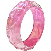 ChungLong0593 Boho Colorful Shimmer Acrylic Resin Bangle Bracelet Transparent Plastic Wristbands Wide Irregular Geometric Cuff Bangle Bracelet for Women Jewelry
