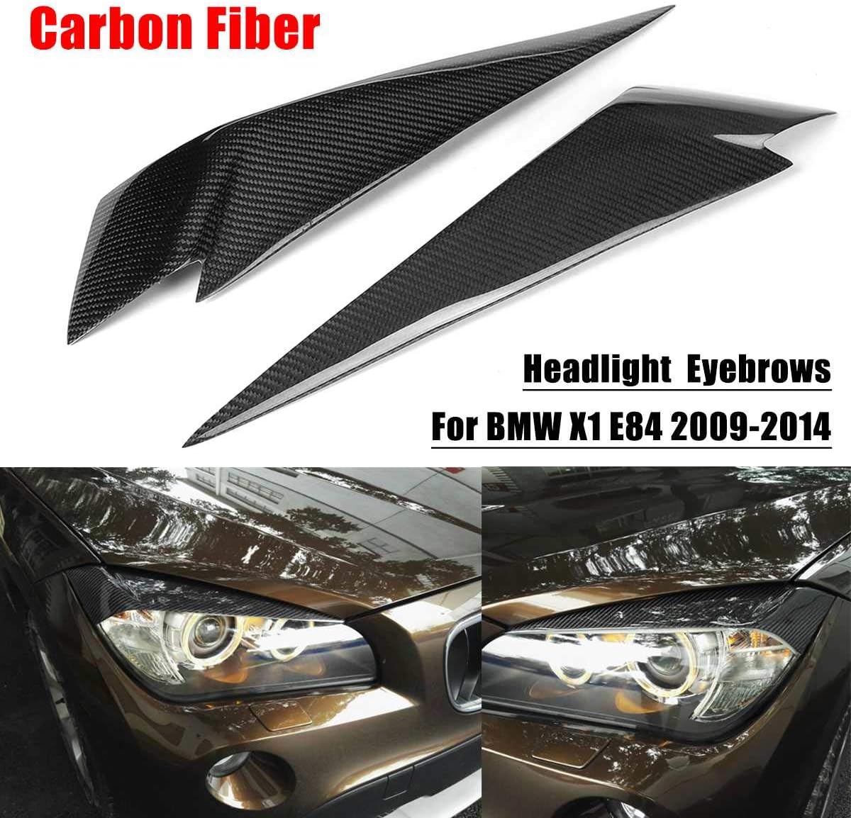 AjaxStore - 1Pair Carbon Fiber Headlight Eyebrows Cover Eyelids Trim for BMW X1 E84 2009-2014 Car Styling for Front Headlamp