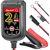 2A Trickle Battery Charger Automatic Maintainer 6V 12V Smart Float Charger for Automotive Car Motorcycle Lawn Mower Tractor SLA ATV AGM Gel Cell Lead Acid Batteries