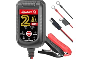 LEICESTERCN 2A Trickle Battery Charger Automatic Maintainer 6V 12V Smart Float Charger for Automotive Car Motorcycle Lawn Mower Tractor SLA ATV AGM Gel Cell Lead Acid Batteries