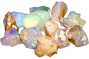 JAGUAR GEMS Natural Raw Ethiopian Opal Stone, Rough Crystal October Birthstone Jewelry Making-DIY Crystal Supplies Natural Loose Gemstone Chakra Healing Gems Handpicked Assortment