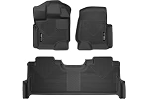 Husky Liners — X-ACT Contour | Fits 2017 - 2024 Ford F-250/F-350/F-450 SD Crew Cab w/fctry Strg Box & Carpet, Front & 2nd Row - Black, 3 pcs. | 53388