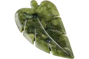 Runyangshi 1PCS Natural Green Jade Stone Hand-Carved Crystal Leaves Sculpture Leaf Shape Crystal Healing Stone Figurines Reik