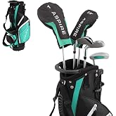Aspire Junior Plus - Kids Complete Golf Club Set | Aircraft-Grade Aluminum, 15% Larger Clubhead, 7 Iron &amp; Pitching Wedge, Progressive Flex Shafts, Rain Hood, 2 Headcovers