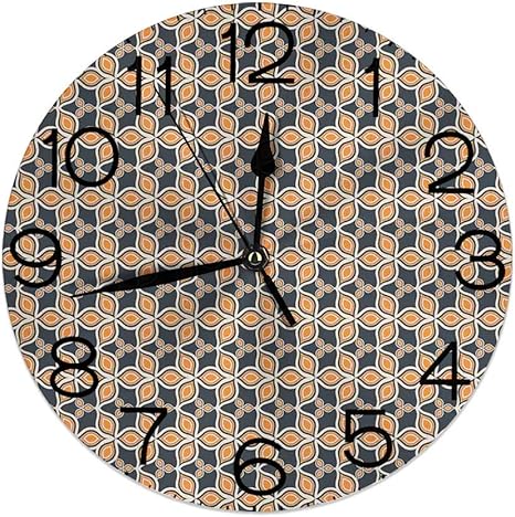 Amazon Co Jp 丸い壁時計家の装飾 モダンなアートスタイルのグラフィカルな葉の数字のモザイクリビングルームオフィスの寝室のための芸術的な葉パターン ホーム キッチン