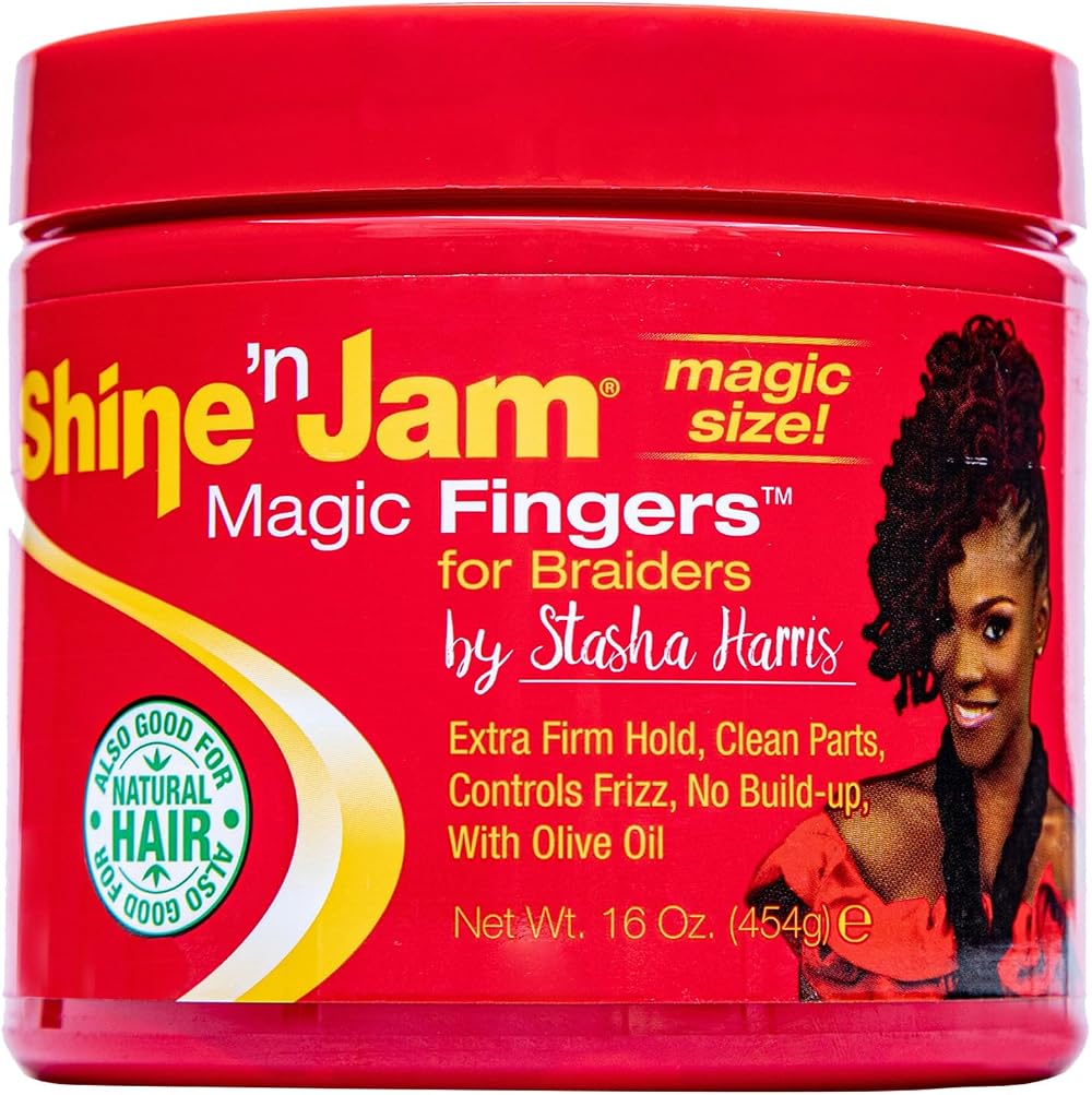 Ampro Shine-n-Jam Magic Fingers Gel for Braids Firm Hold Non-Greasy Shine 454g