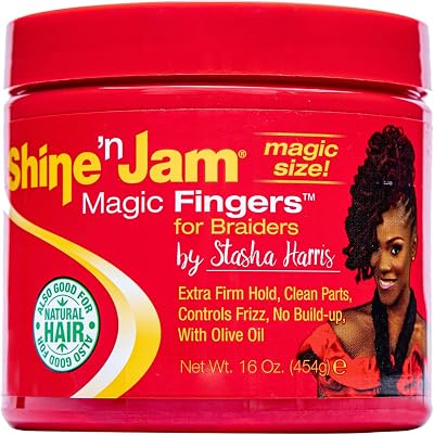 Ampro Shine-n-Jam Magic Fingers Gel for Braids Firm Hold Non-Greasy Shine 454g