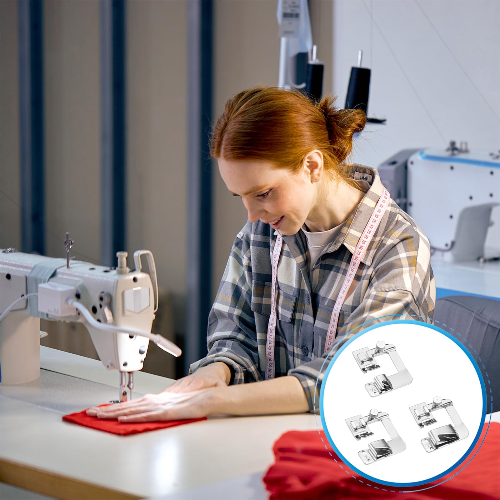 FIKLOTA Rolled Hem Presser Foot Set - 3 Piece Wide Hemmer Foot Kit Includes 1/2, 3/4, 1 Inch - for Low Shank Snap-On Singer, Brother, Janome, Juki, and More Sewing Machines