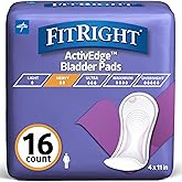 FitRight Incontinence Bladder Control Pads, Moderate Absorbency, 4.3" x 11", 16 Count