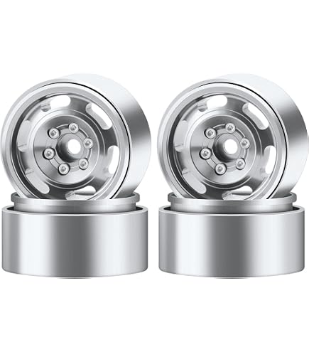 GLOBACT 1.9" Beadlock Wheels For RC Crawlers | Silver Aluminum Rims For TRX4, Axial SCX10, Redcat & More