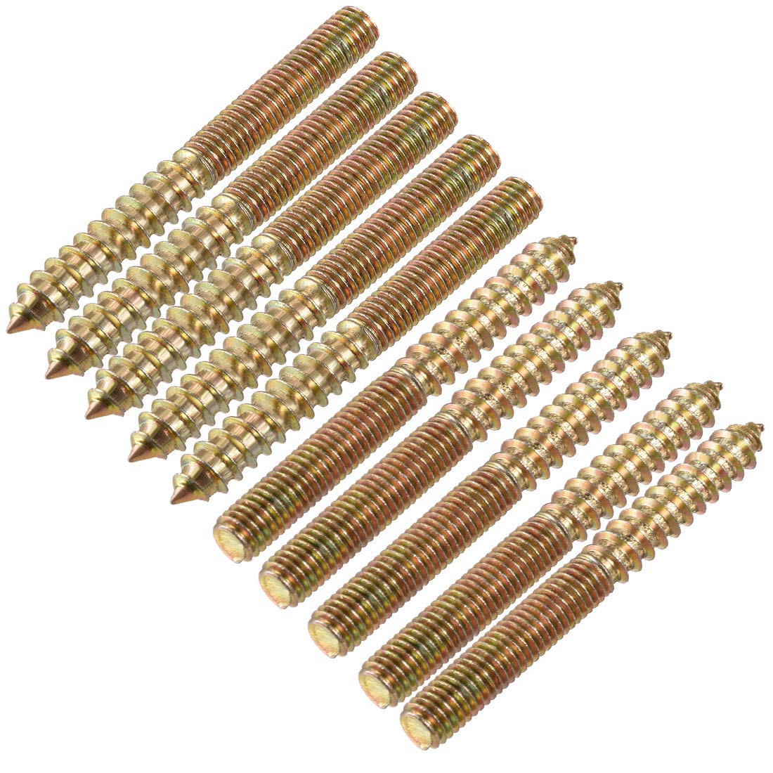 sourcing map M8 Hanger Bolts Length 3"(75mm) Double Headed Bolts Self-Tapping Screw 8mm Wood Joint Furniture Legs 10pcs